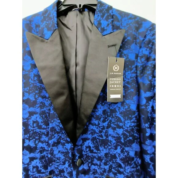 J.M. Haggar Premium Suit Tuxedo Jacket Men 42L/L/L Blue Black Classic Slim Fit - Picture 2 of 11